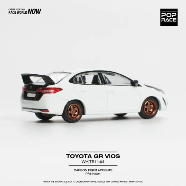 POP RACE POP RACE 1/64 模型車 Toyota GR Vios 白 圖片 4