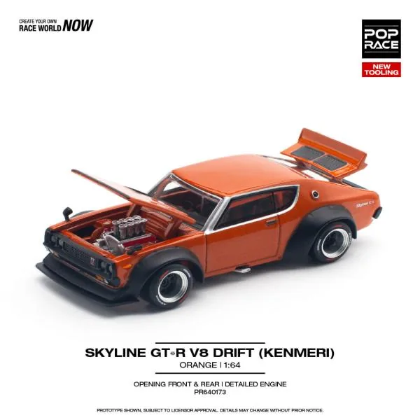 POP RACE POP RACE 1/64 Skyline GT-R V8 Drift KENMERI 橘