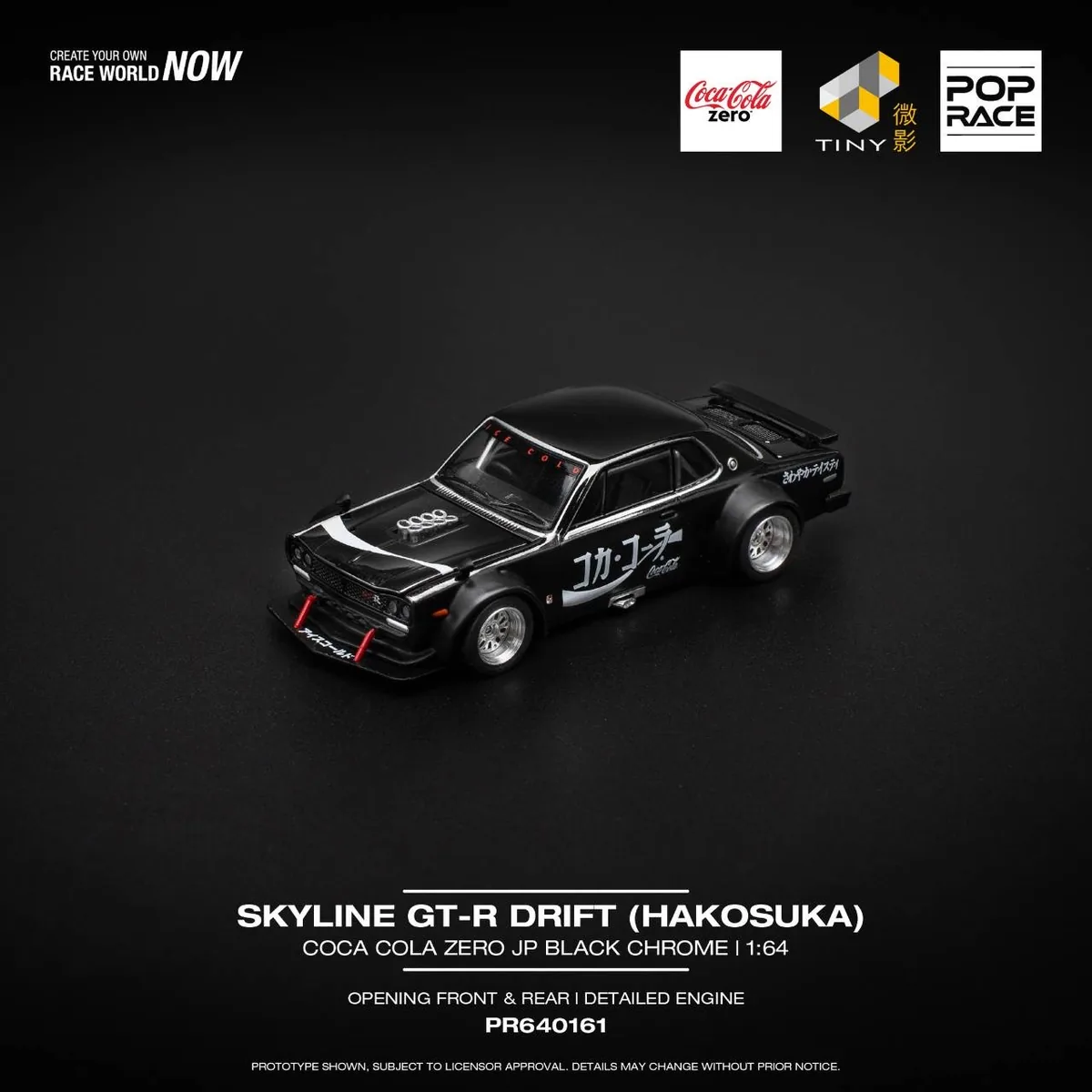 POP RACE POP RACE PR640161 SKYLINE GT-R DRIFT (HAKOSUKA) COCA COLA ZERO JP BLACK CHROME