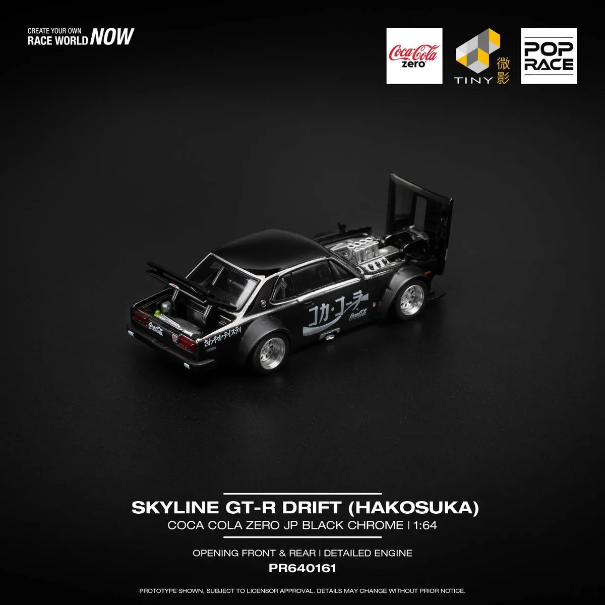 POP RACE POP RACE PR640161 SKYLINE GT-R DRIFT (HAKOSUKA) COCA COLA ZERO JP BLACK CHROME 圖片 4