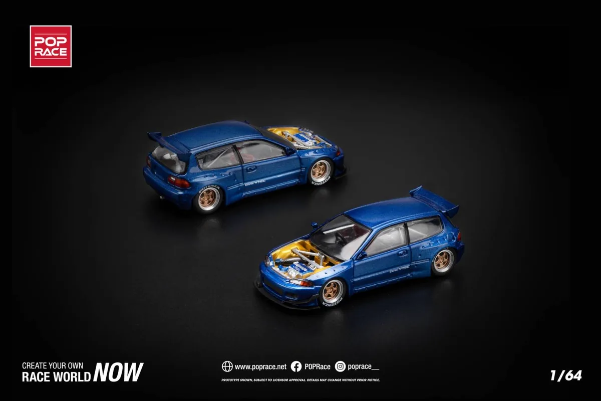 POP RACE POP RACE Pandem Civic EG6 Metallic Blue With Open Hood 圖片 4