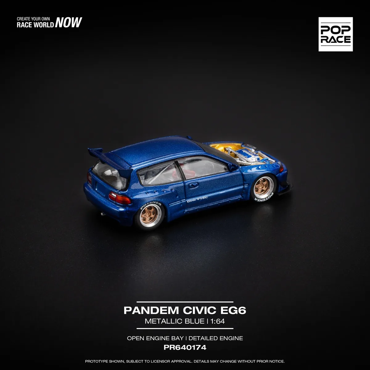 POP RACE POP RACE Pandem Civic EG6 Metallic Blue With Open Hood 圖片 7