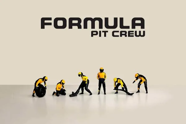 American Diorama American Diorama 1:64 Formula Pit Crew Figures – Team Orange