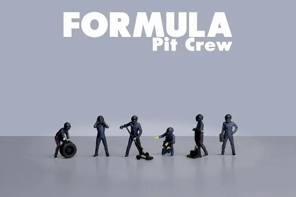 American Diorama American Diorama 1:64 Formula Pit Crew Figures – Team Blue