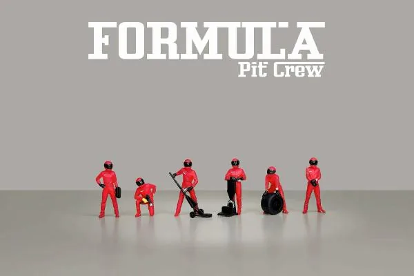 American Diorama American Diorama 1:64 Formula Pit Crew Figures – Team Red