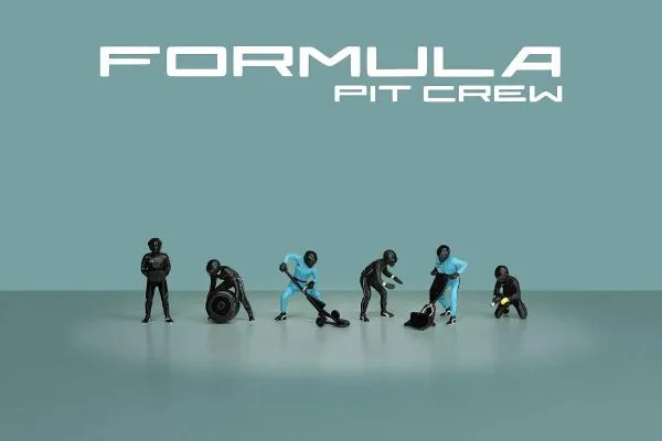 American Diorama American Diorama 1:64 Formula Pit Crew Figures – Team Black