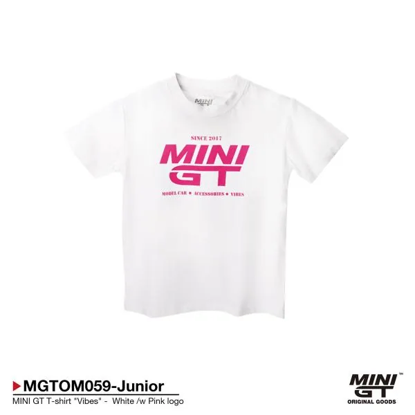 MINI GT ( 尺寸 : 兒童 ) MINI GT T-shirt "Vibes" - White /w Pink logo 圖片 5